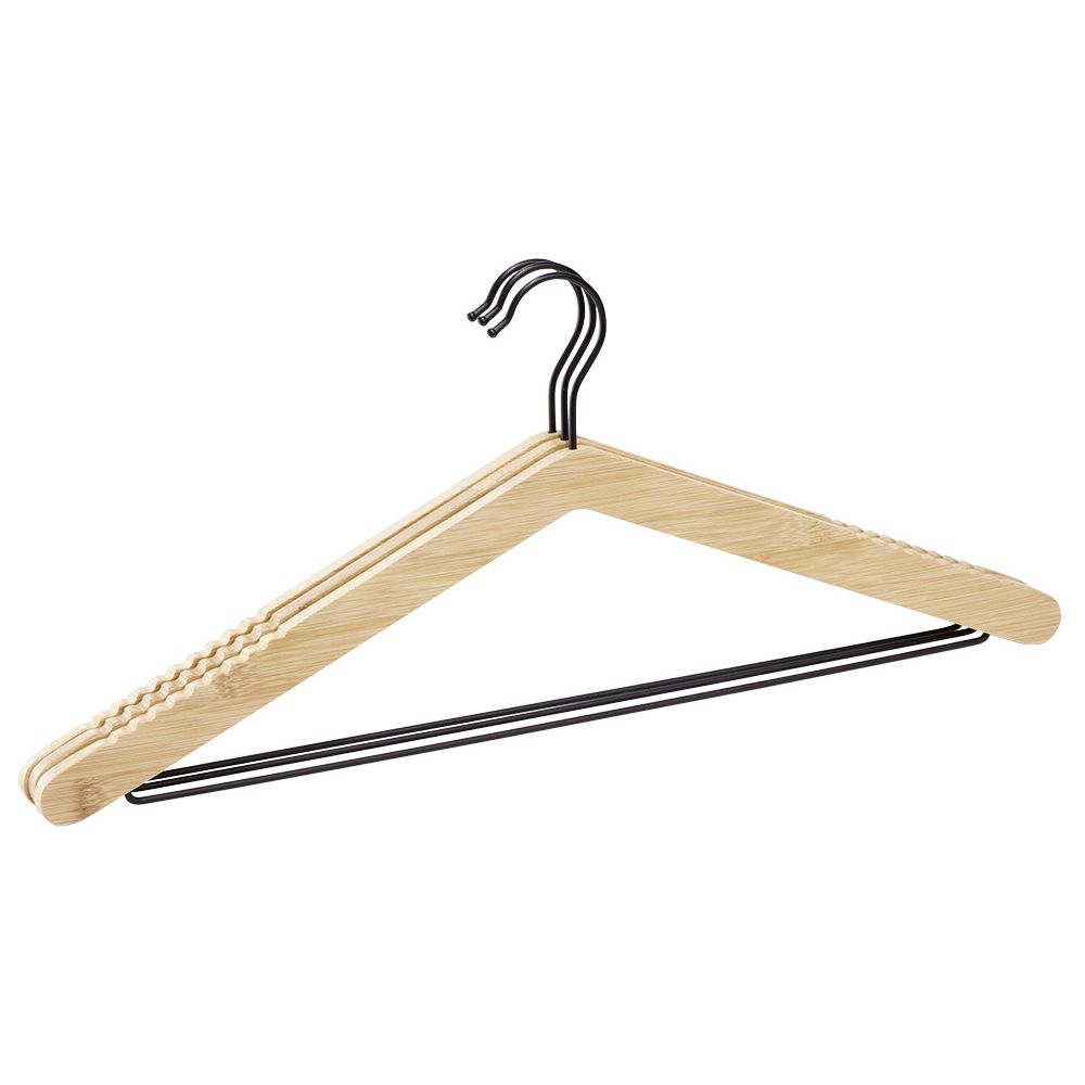 Bamboo and metal hangers x3 - L44.5xH18.5cm