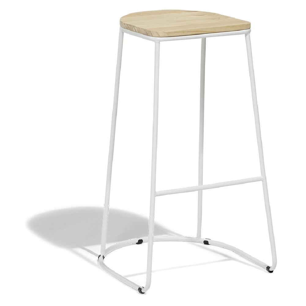 Bar stool 32xH69.5x32cm pine and white metal