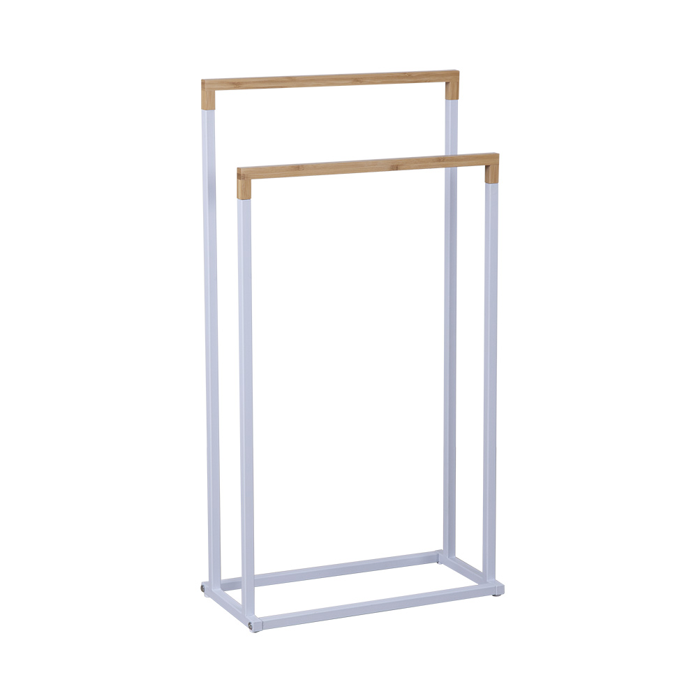 2-tier towel rack in white and natural