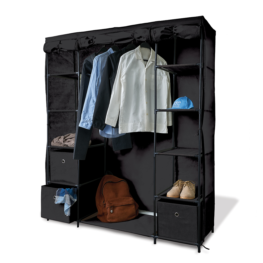 Black fabric wardrobe