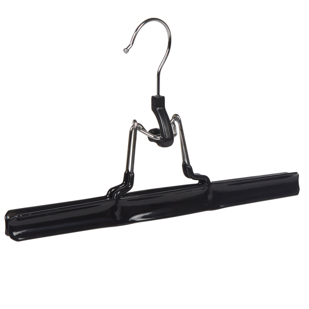 Black plastic coated steel clip hanger x2