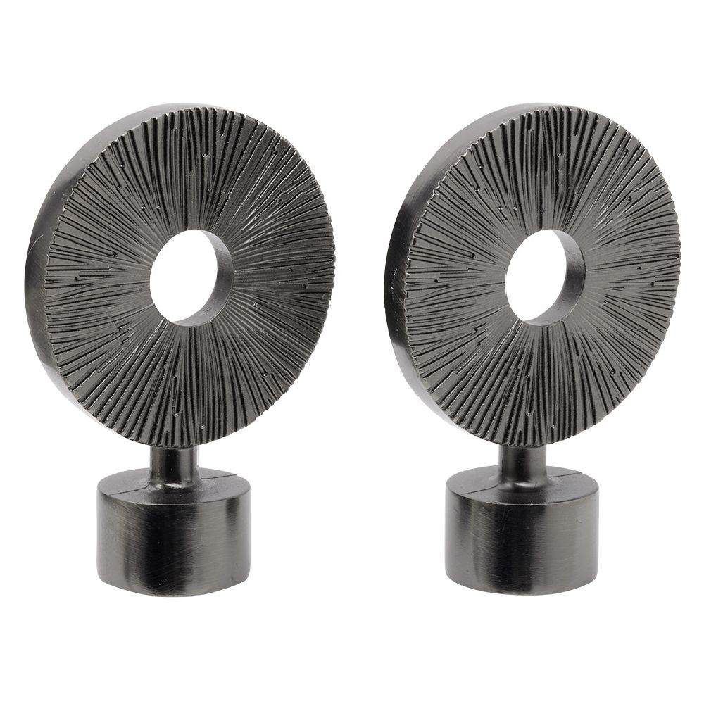 Curtain rod end cap Ø20mm round ribbed openwork aluminum x2
