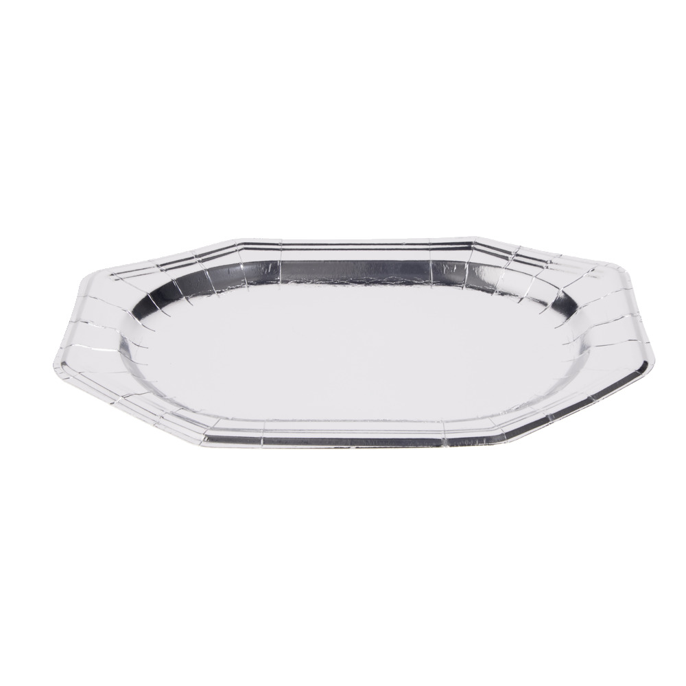 Oval presentation tray x4 in silver grey cardboard 25x34cm