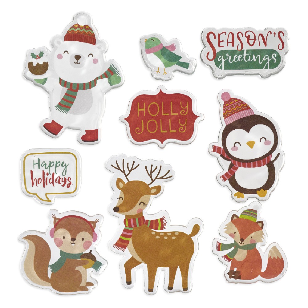 Christmas Penguin Reindeer Fox Window Gel Sticker