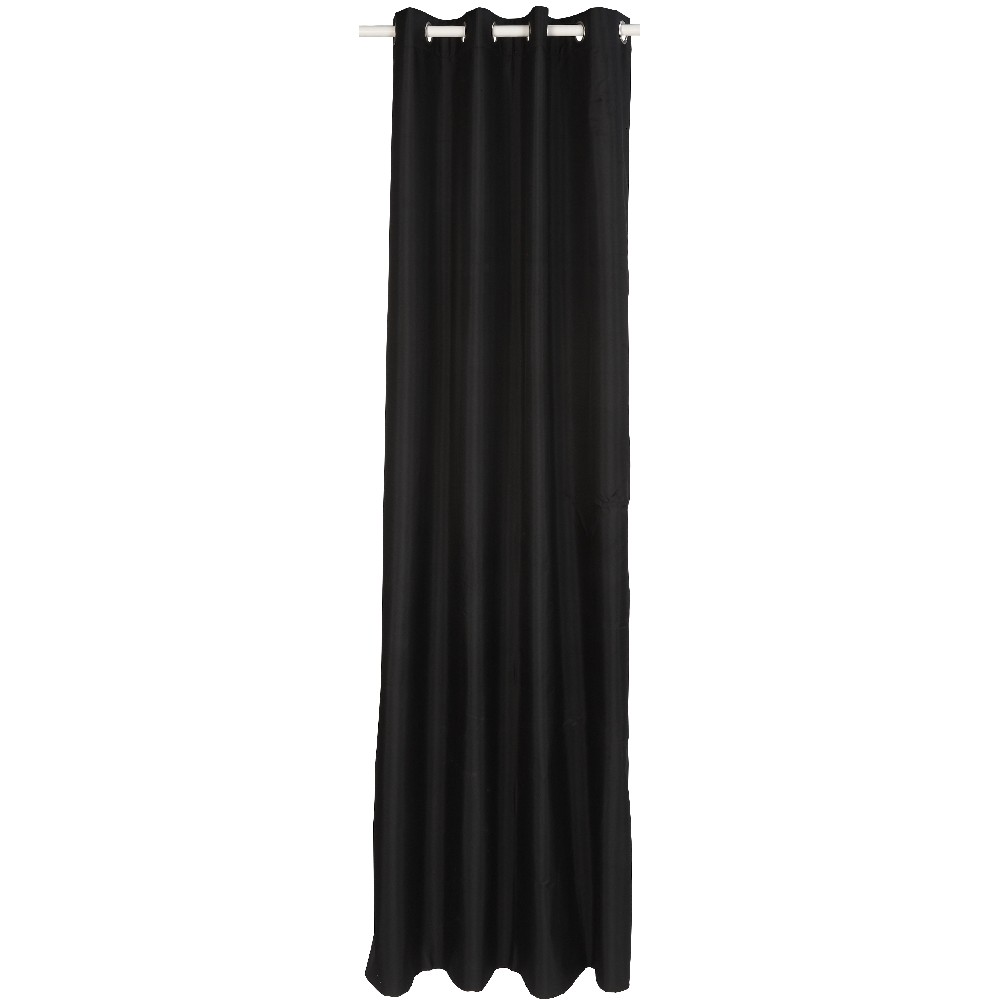 8-eyelet plain black thermal curtain
