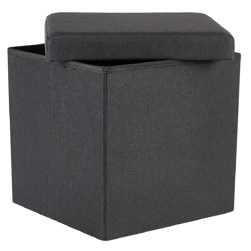CLARA BLACK OTTOMAN BOX - L38 X D38 X H37.5 CM