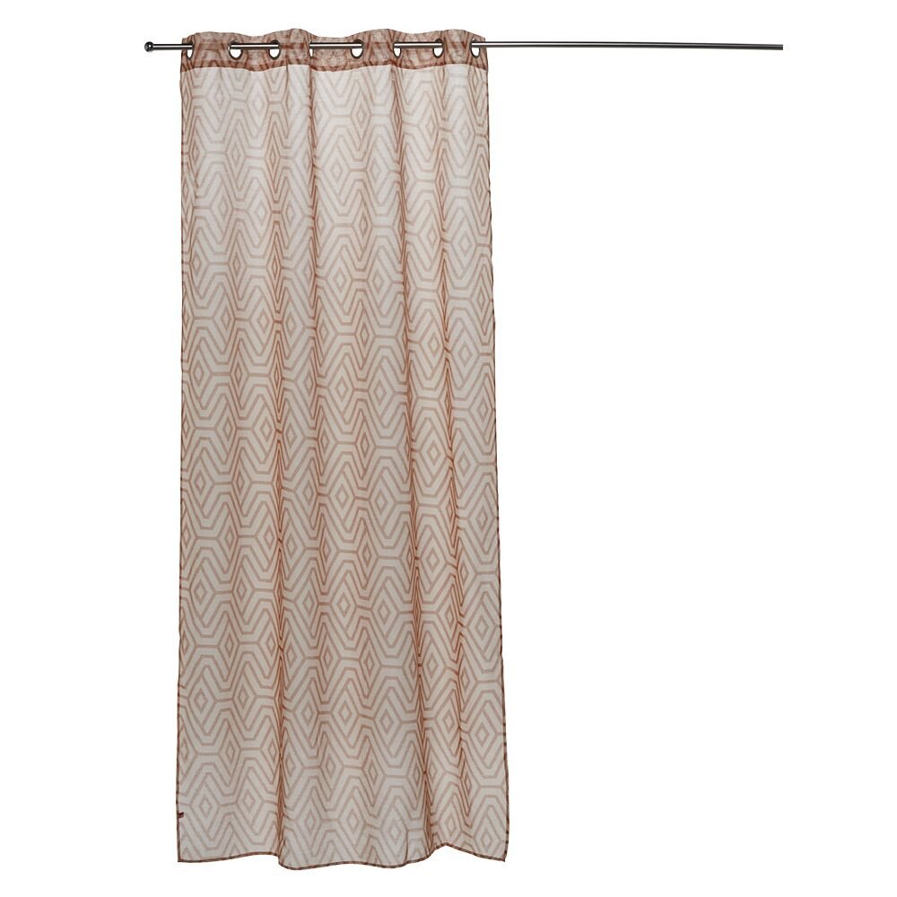 Beige voile curtain with orange print, 100% polyester, 140 x 240 cm
