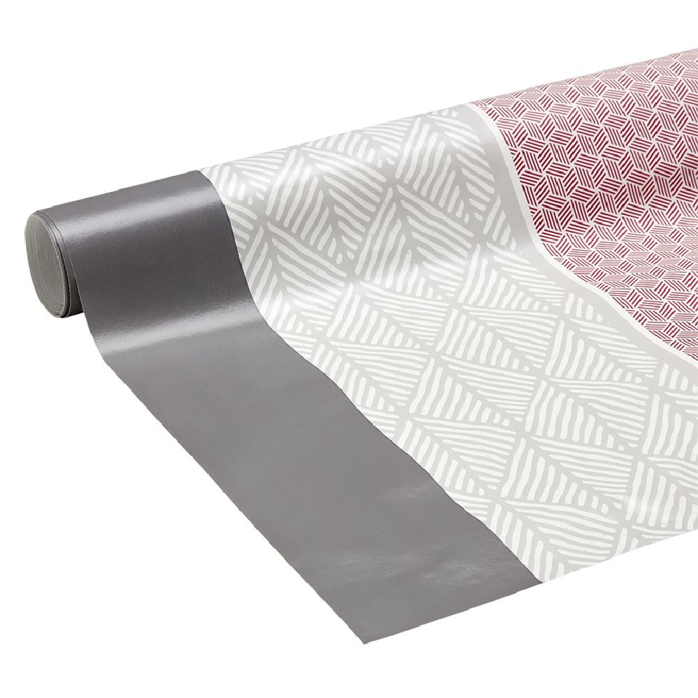 Grey and red graphic print oilcloth 140x200cm