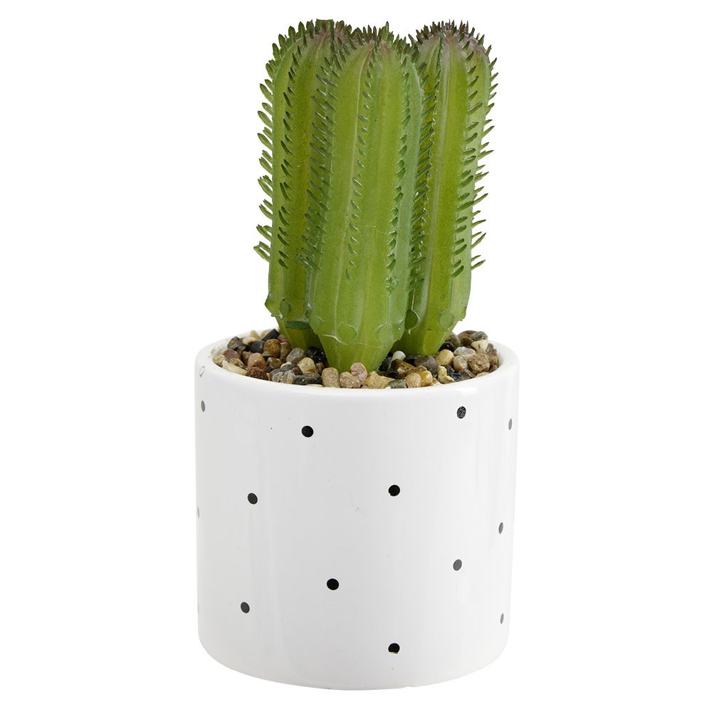 Artificial cactus in polka dot pot Ø7xH10.5cm