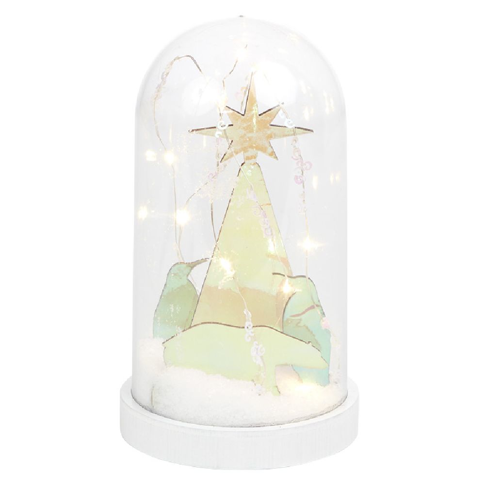 10 LED light dome with iridescent penguins and bears Ø11xH20cm