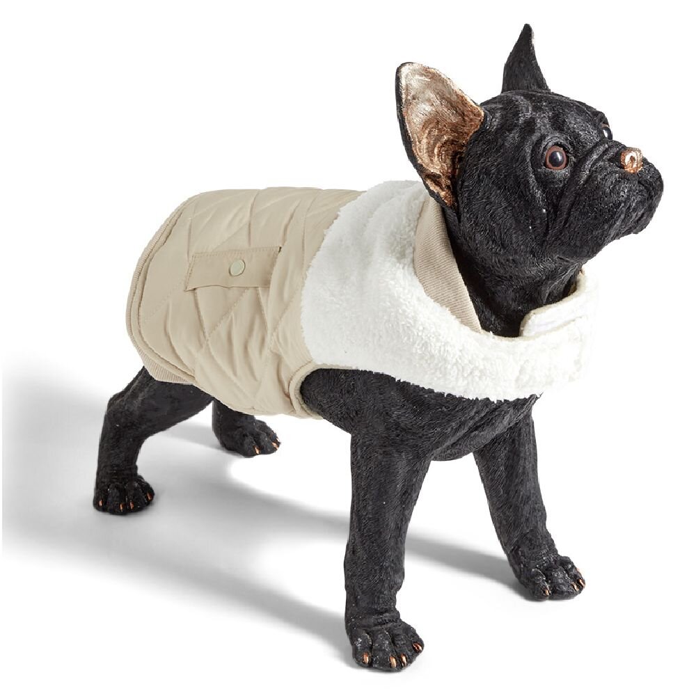 Beige and white sherpa dog jacket - Size XL