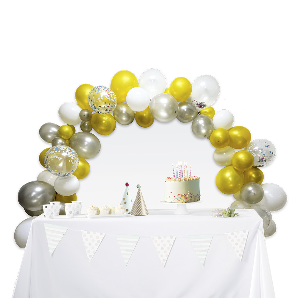 95-piece gold and silver balloon arch kit