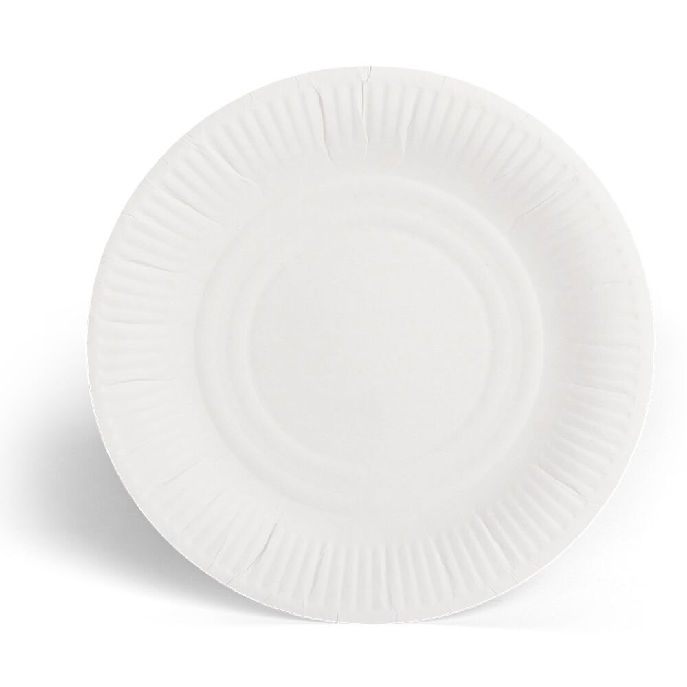Pack of 100 white cardboard plates Ø23 cm