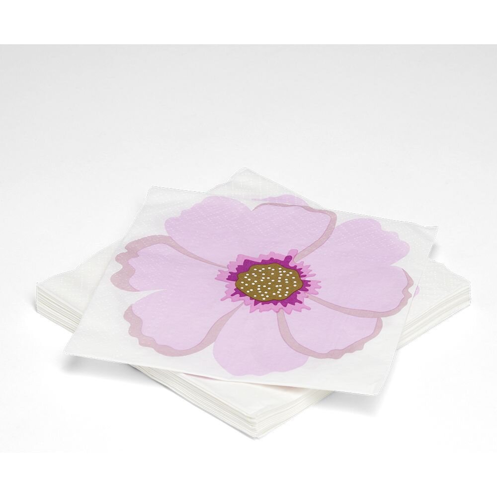 Pack of 16 flower pattern paper napkins 33x33cm