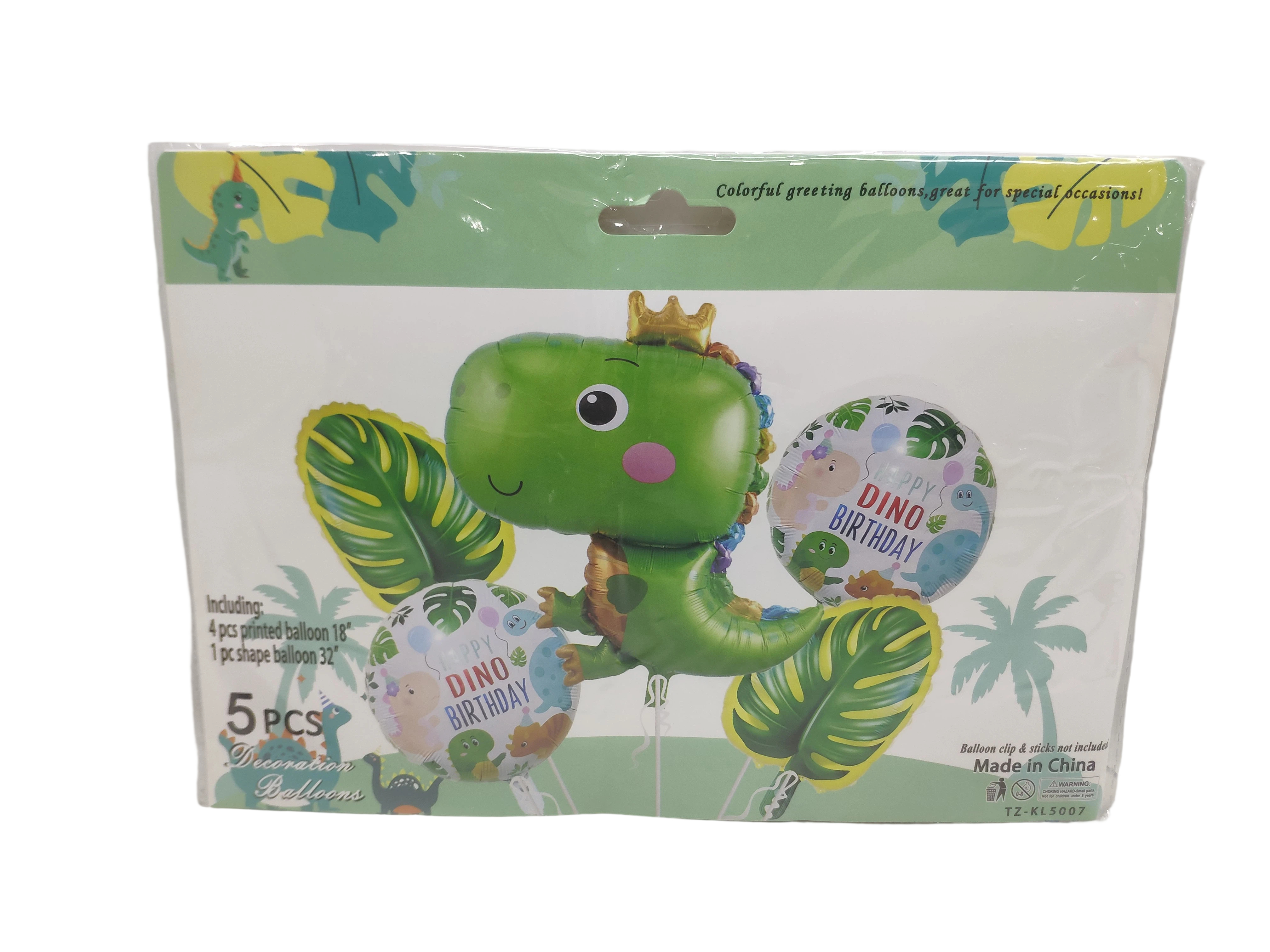 Set balonash alumini me dizajn dino
