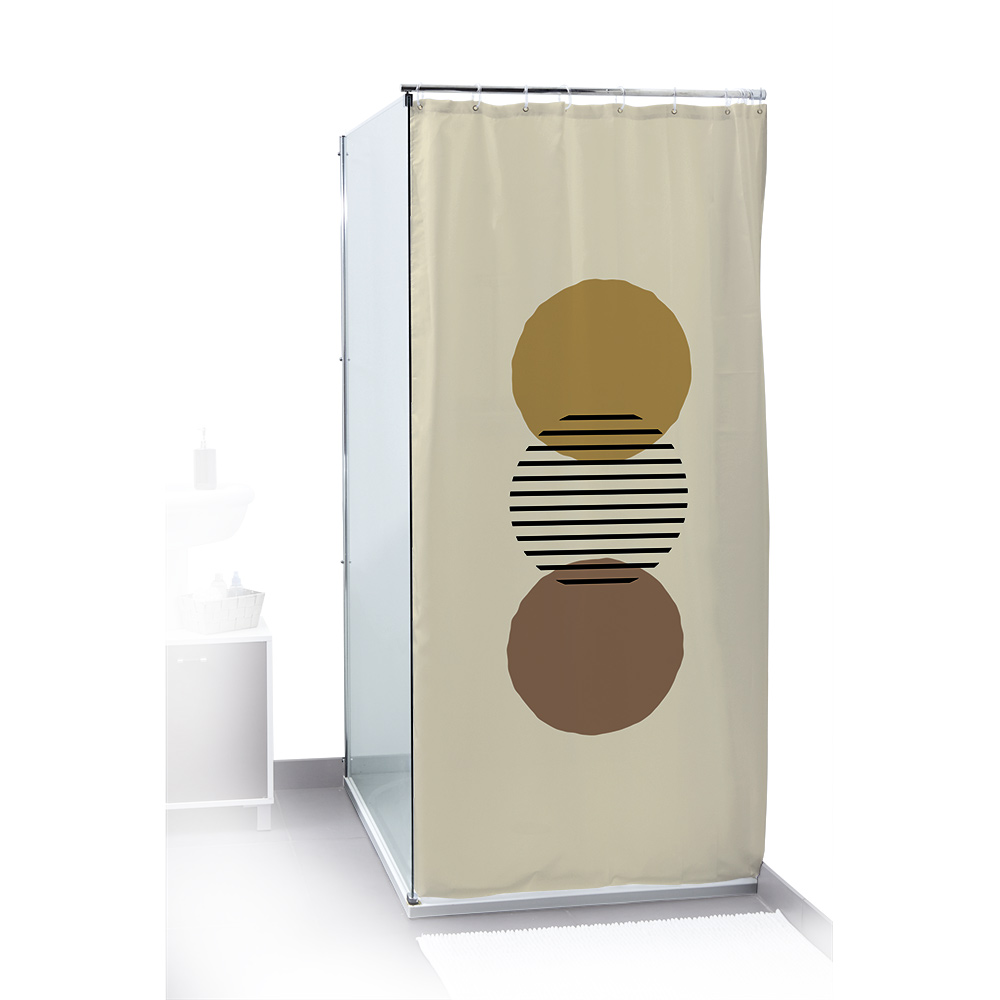 Brown and brown round pattern shower curtain 180x200cm 100% polyester