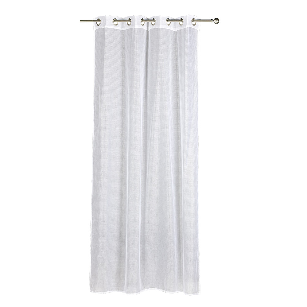 Eyelet curtain with horizontal stripes and white embroidery finish