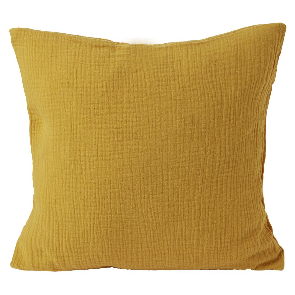 Cushion cover 40x40cm yellow cotton gauze