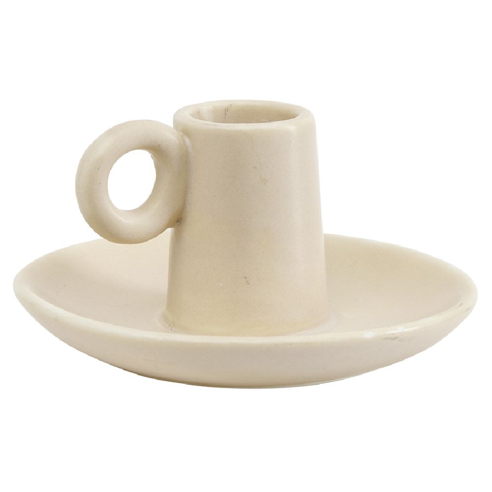 Ceramic candle holder Ø10.5XH5.5cm white